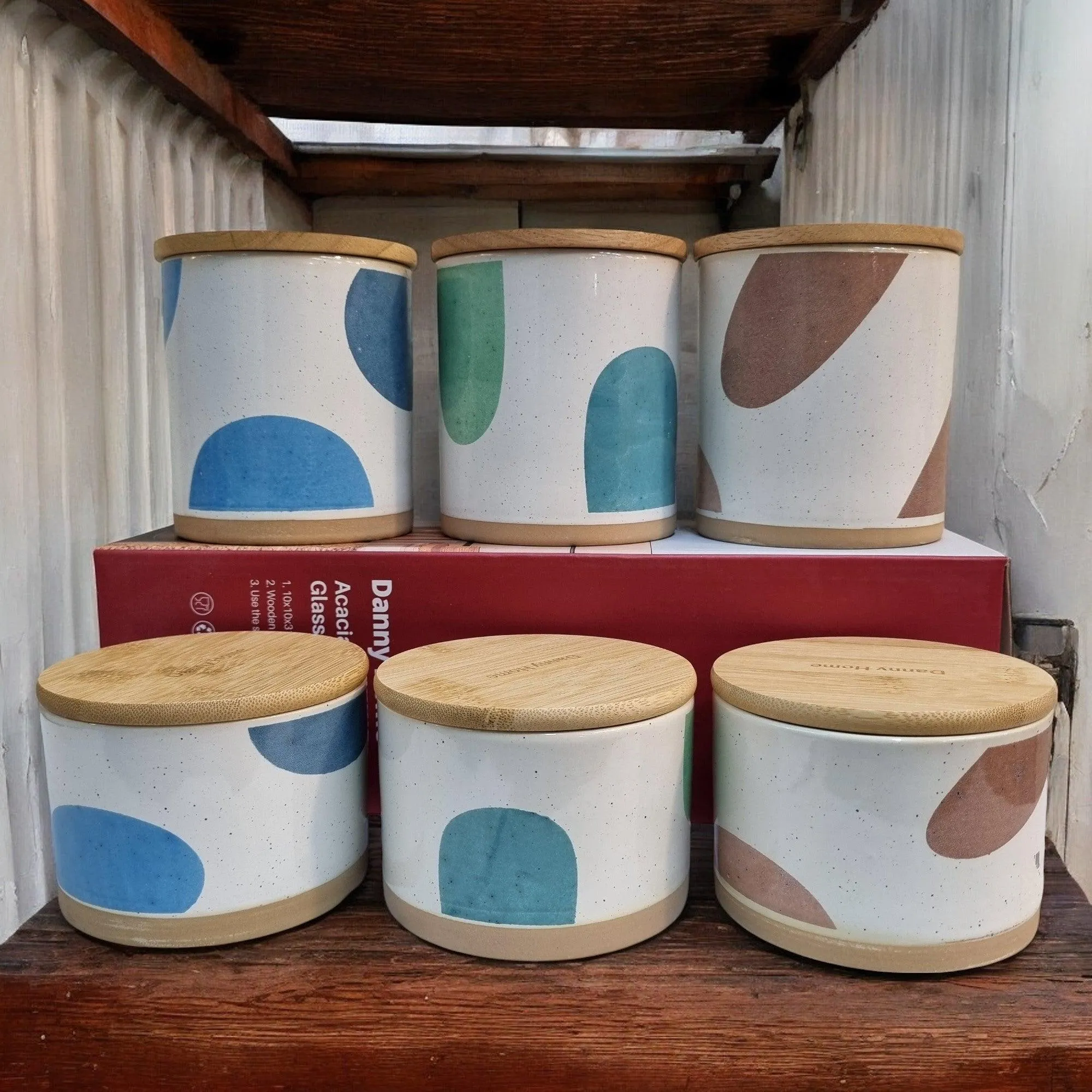 Minimalist Ceramic Storage Jars with Bamboo Lids