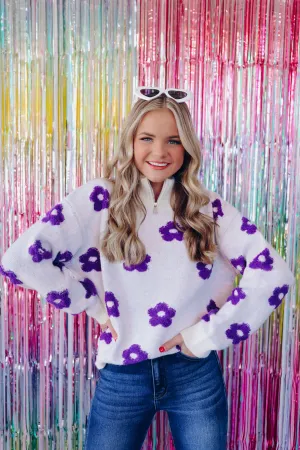 Montrose Mock Neck Floral Sweater - Purple