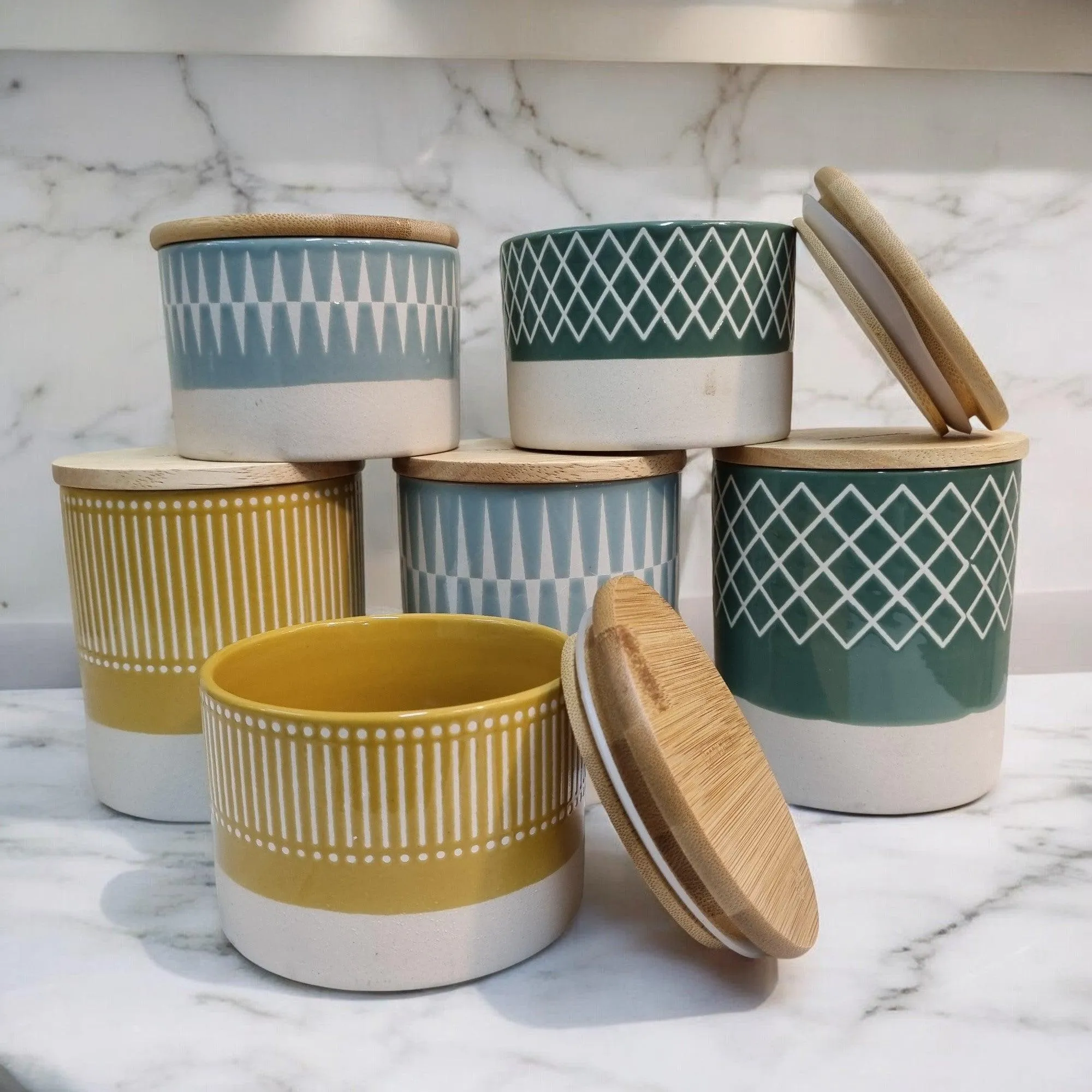 Nordic Thesame Storage Jars with Bamboo Lids