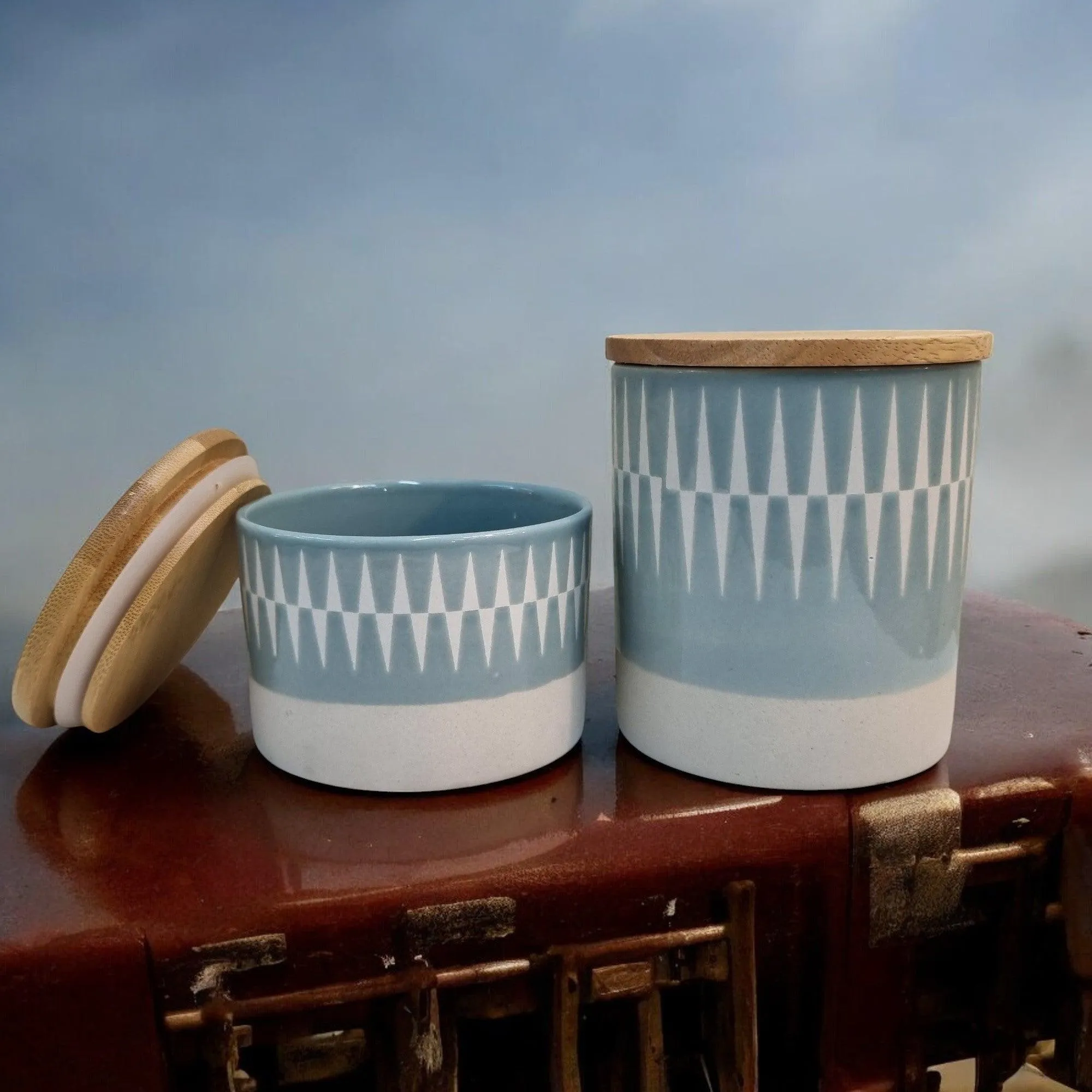 Nordic Thesame Storage Jars with Bamboo Lids