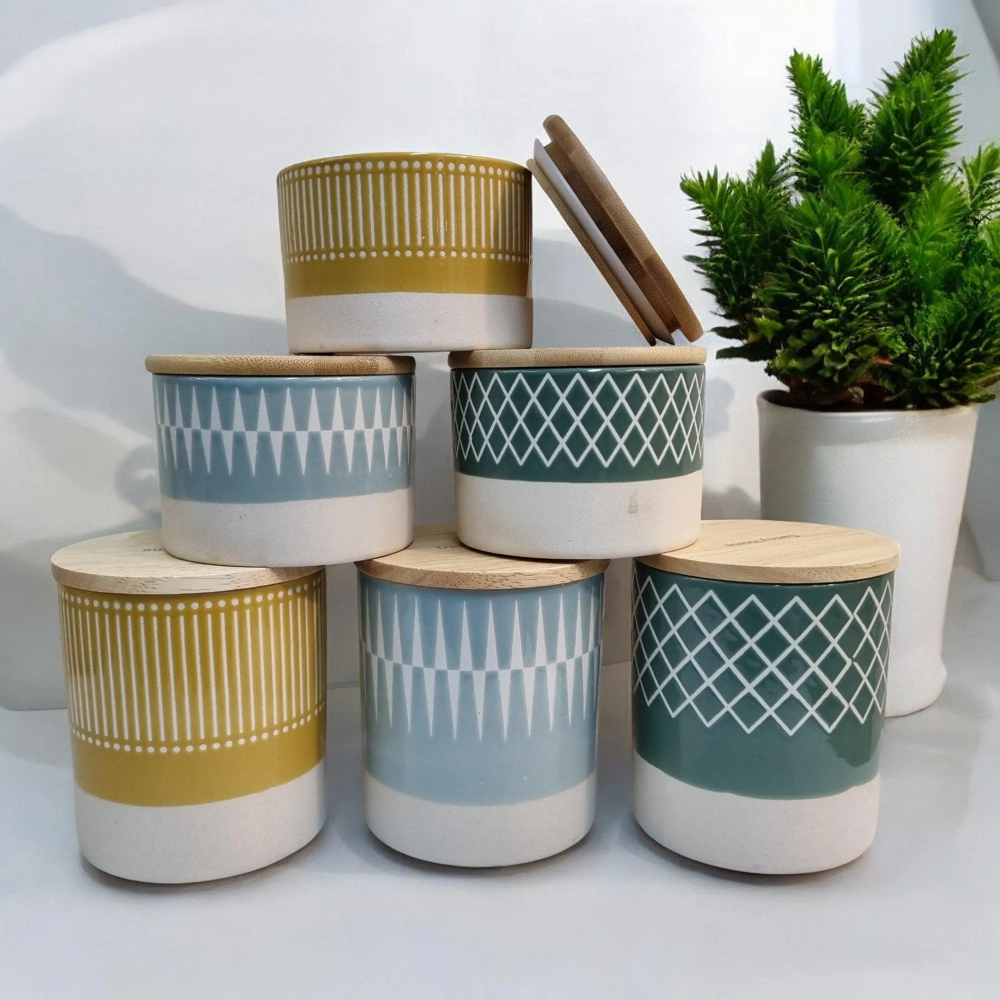 Nordic Thesame Storage Jars with Bamboo Lids