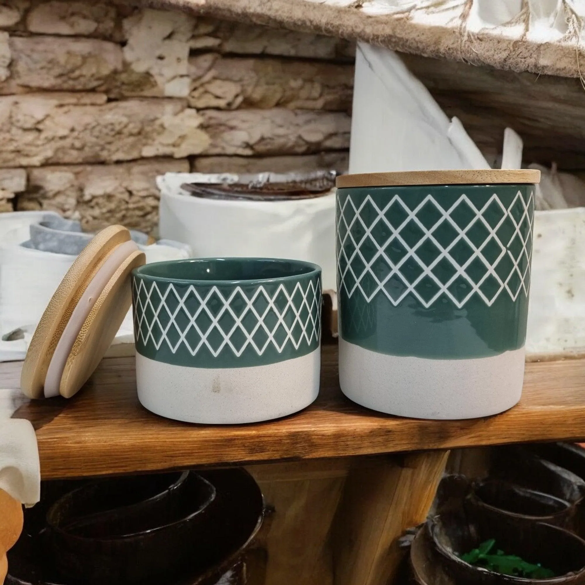 Nordic Thesame Storage Jars with Bamboo Lids