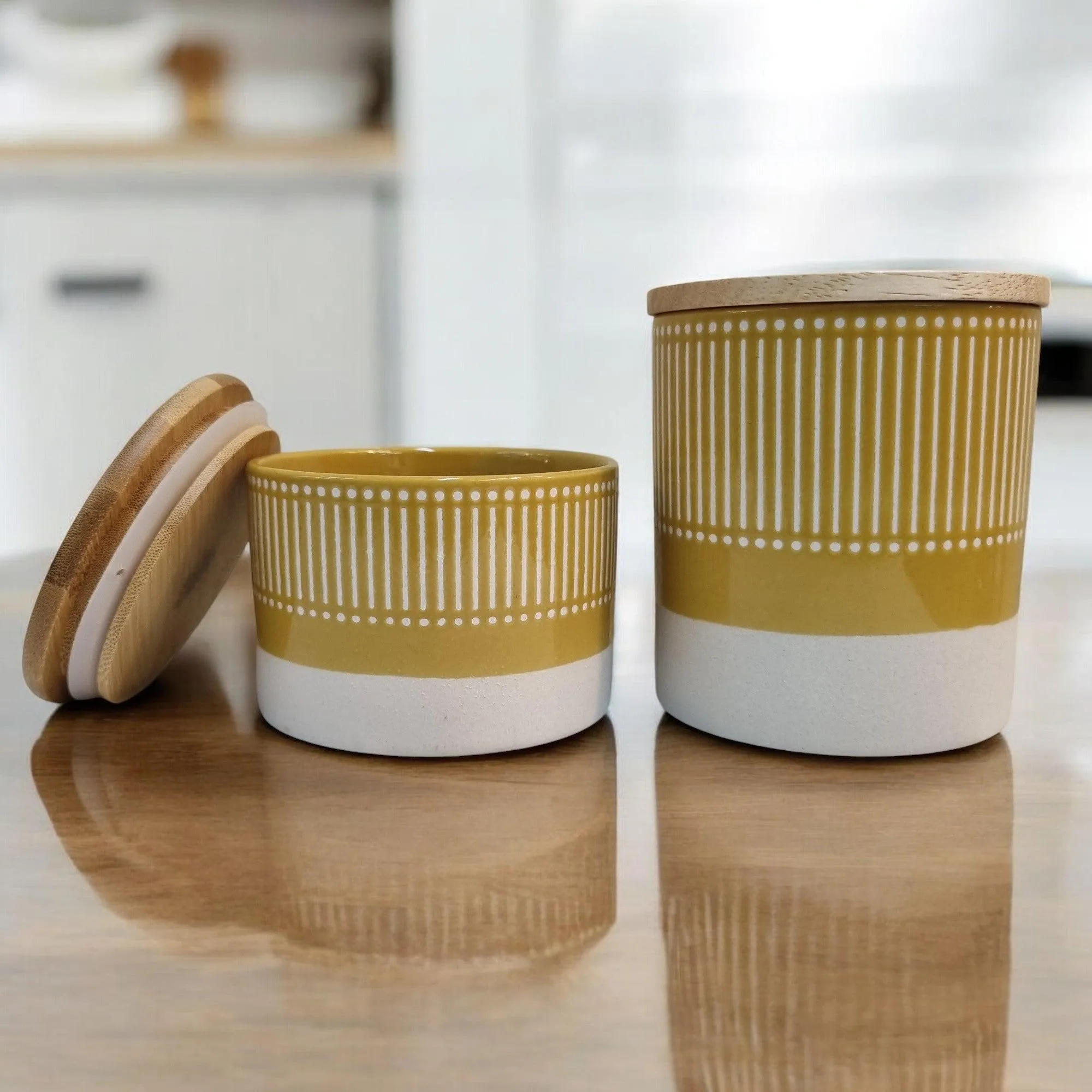 Nordic Thesame Storage Jars with Bamboo Lids