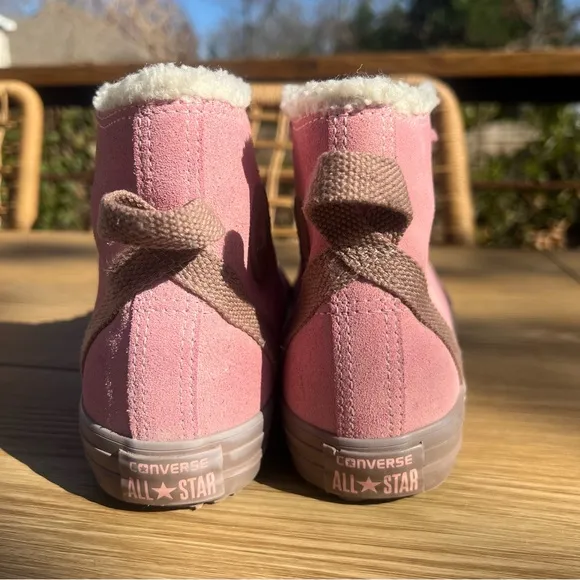NWOB CONVERSE All Star TIME FOR THE WARM UP Pink SUEDE Sherpa High Tops US Sz 5