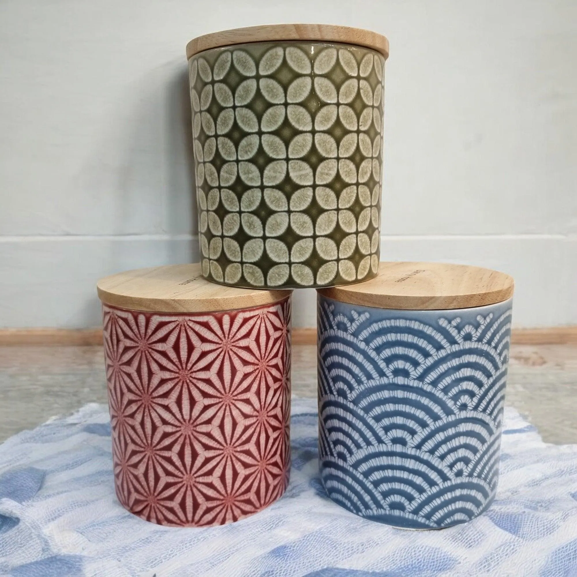 Organza Ceramic Storage Jars with Bamboo Lids