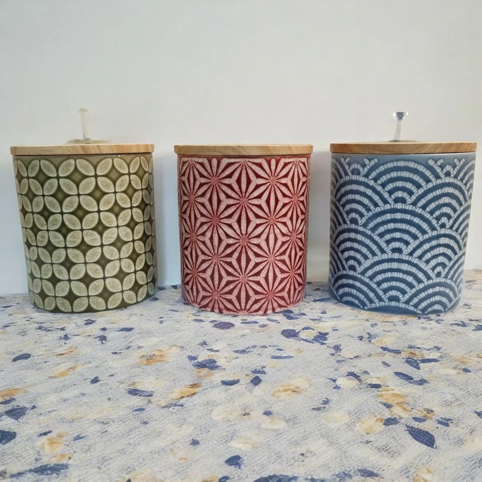 Organza Ceramic Storage Jars with Bamboo Lids