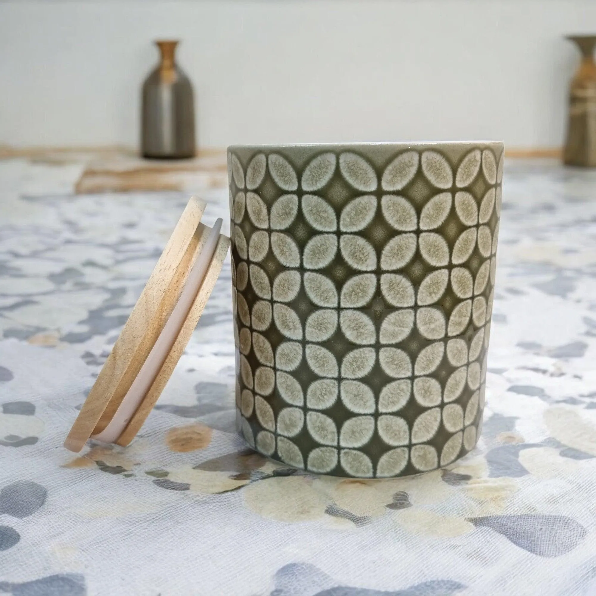 Organza Ceramic Storage Jars with Bamboo Lids