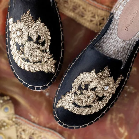 Ottoman Espadrilles Black Classic Flat