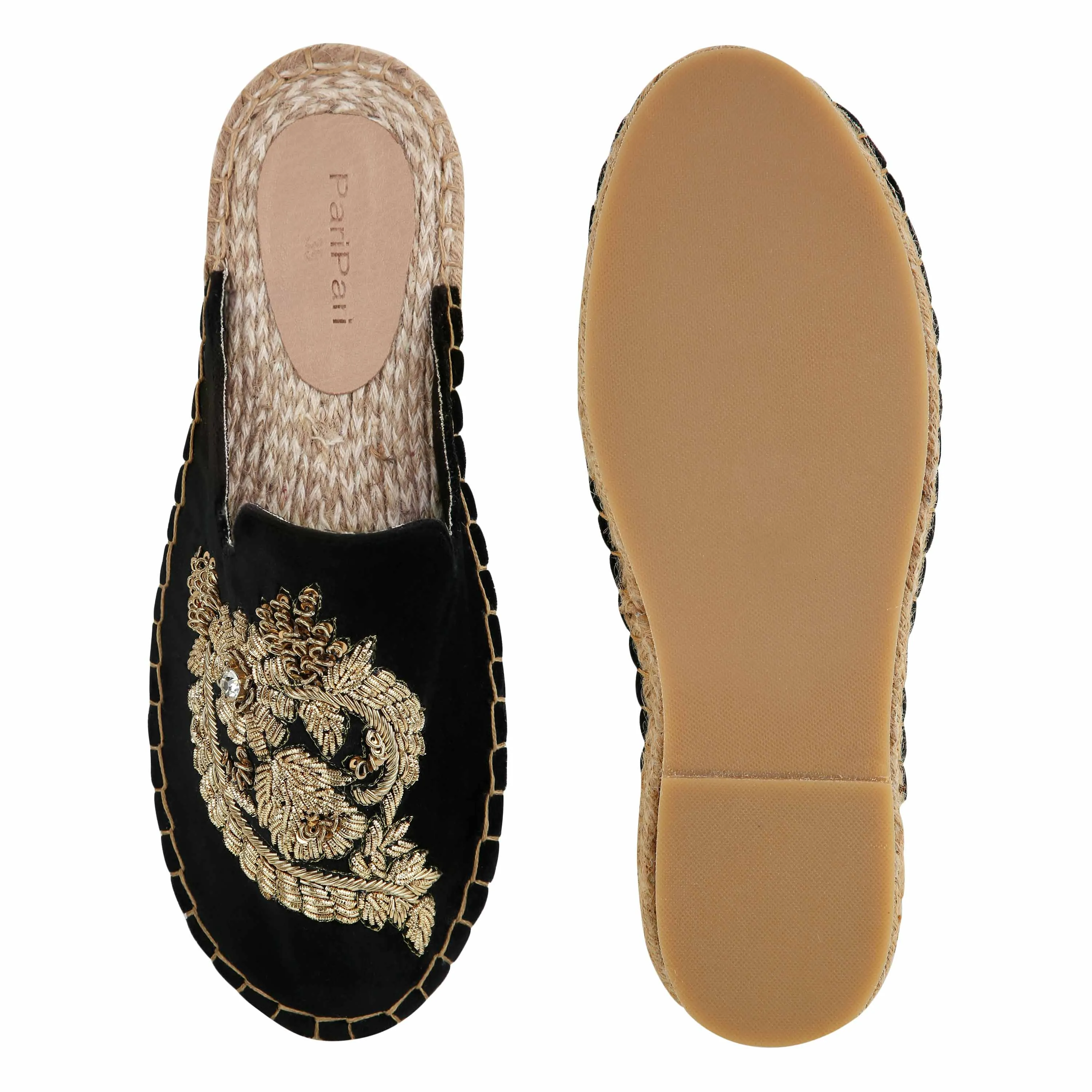 Ottoman Espadrilles Black Classic Flat
