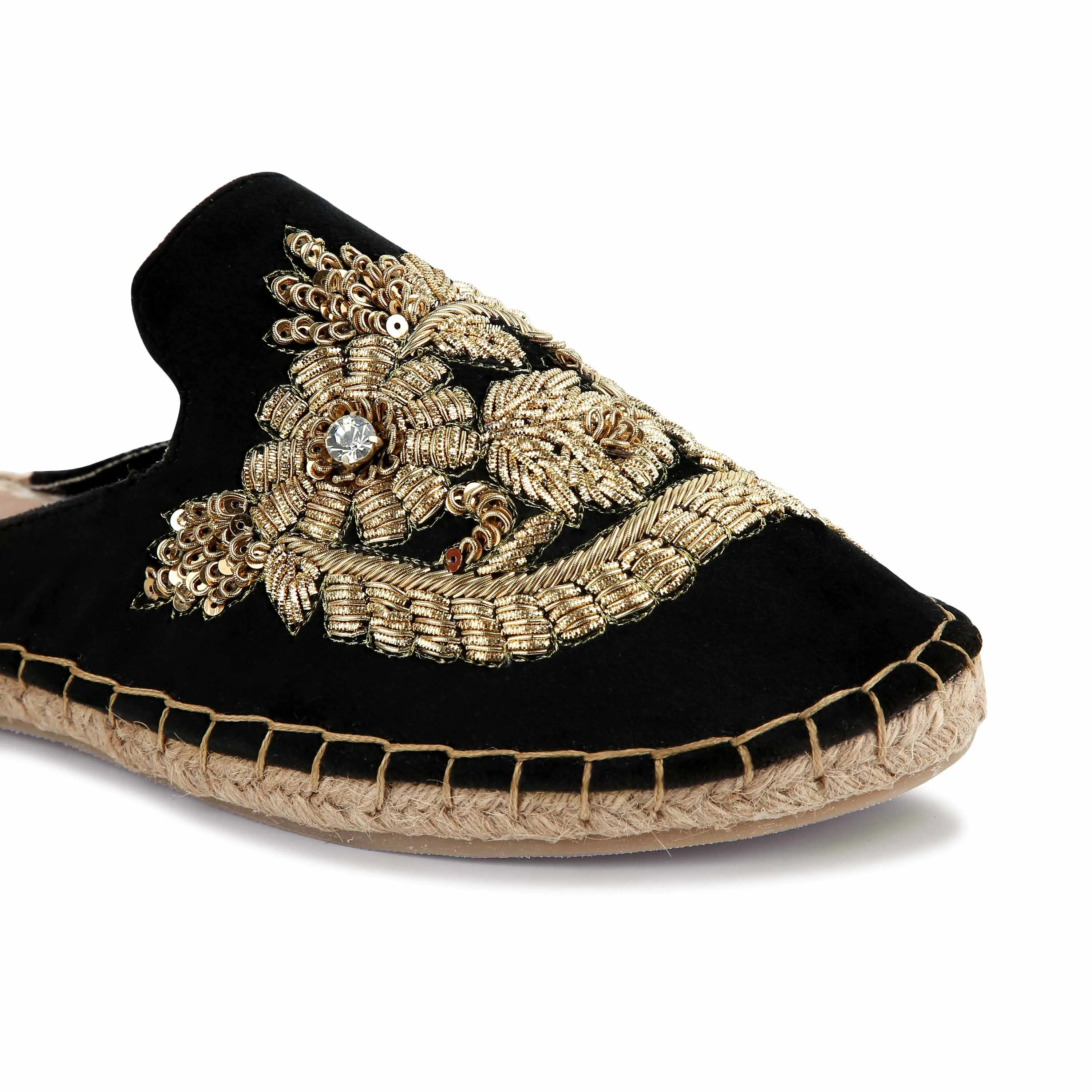 Ottoman Espadrilles Black Classic Flat