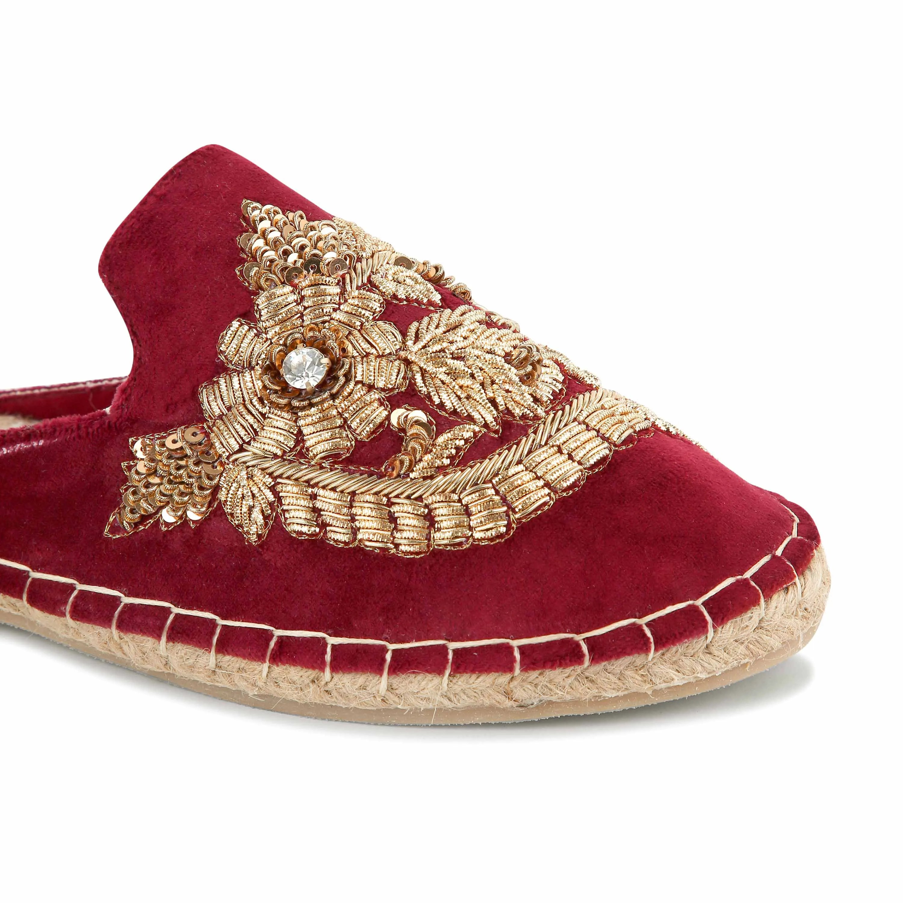 Ottoman Espadrilles Burgundy Flat for Marriage