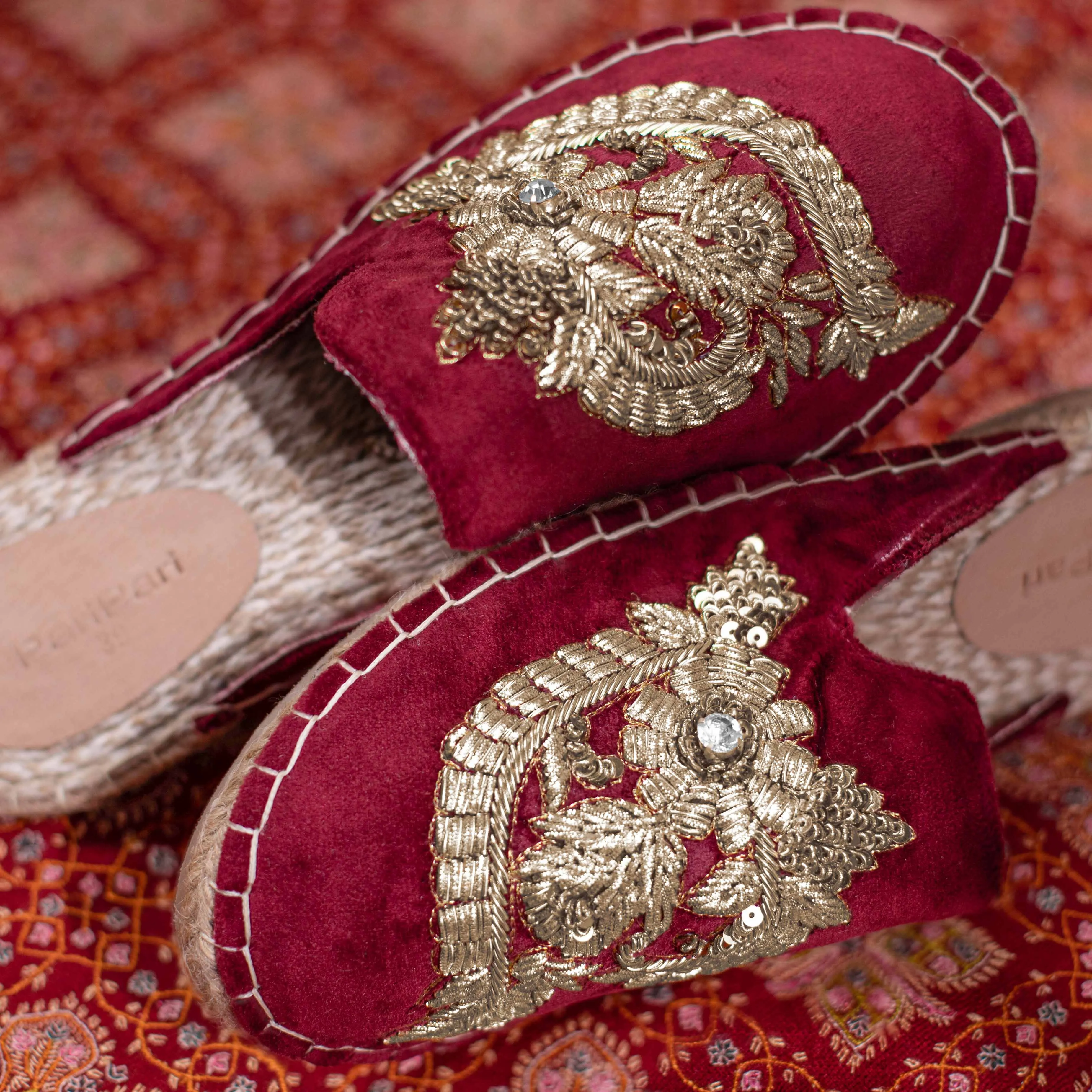 Ottoman Espadrilles Burgundy Flat for Marriage