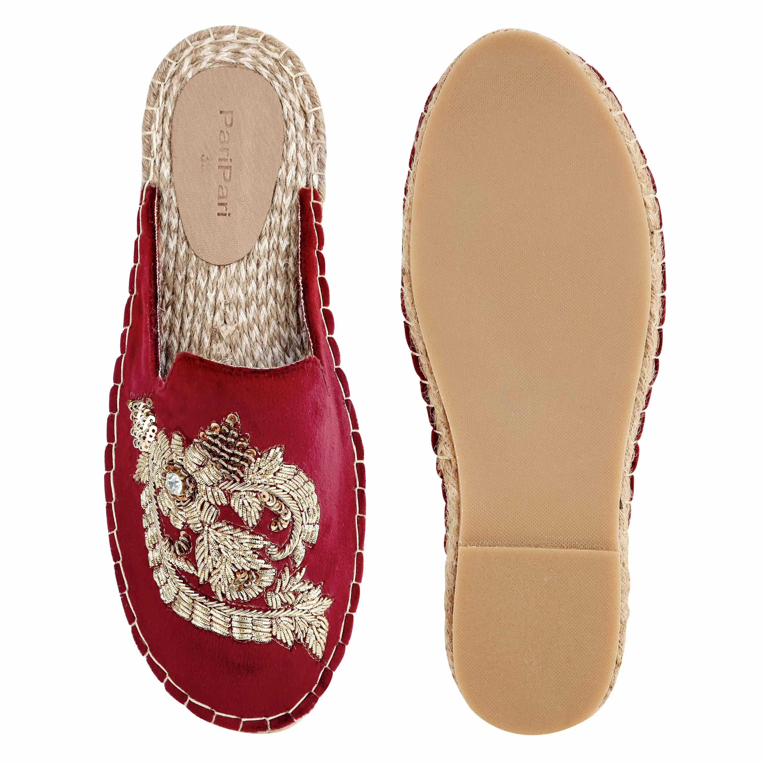Ottoman Espadrilles Burgundy Flat for Marriage