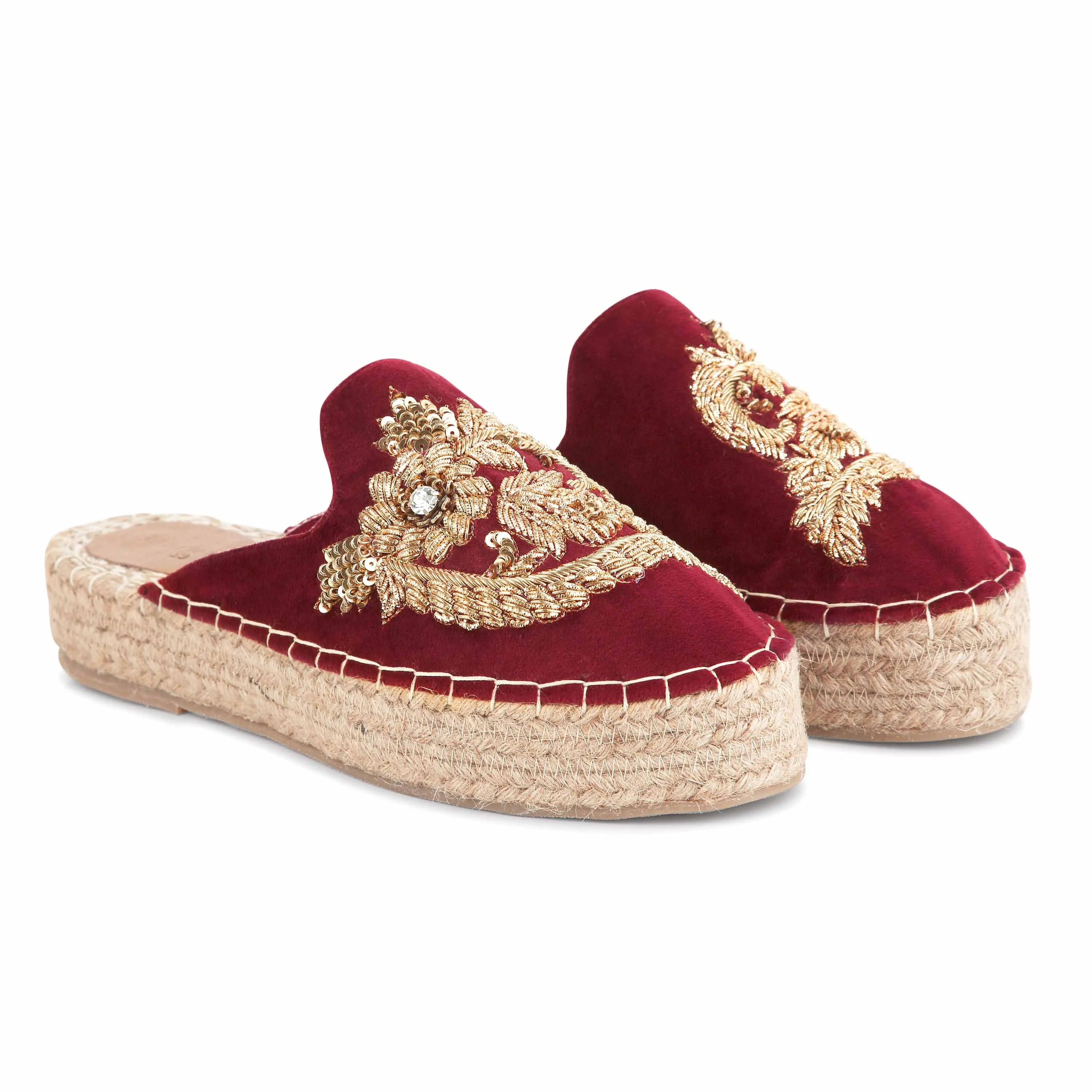 Ottoman Espadrilles Burgundy Haut -Bridal Looks Platform