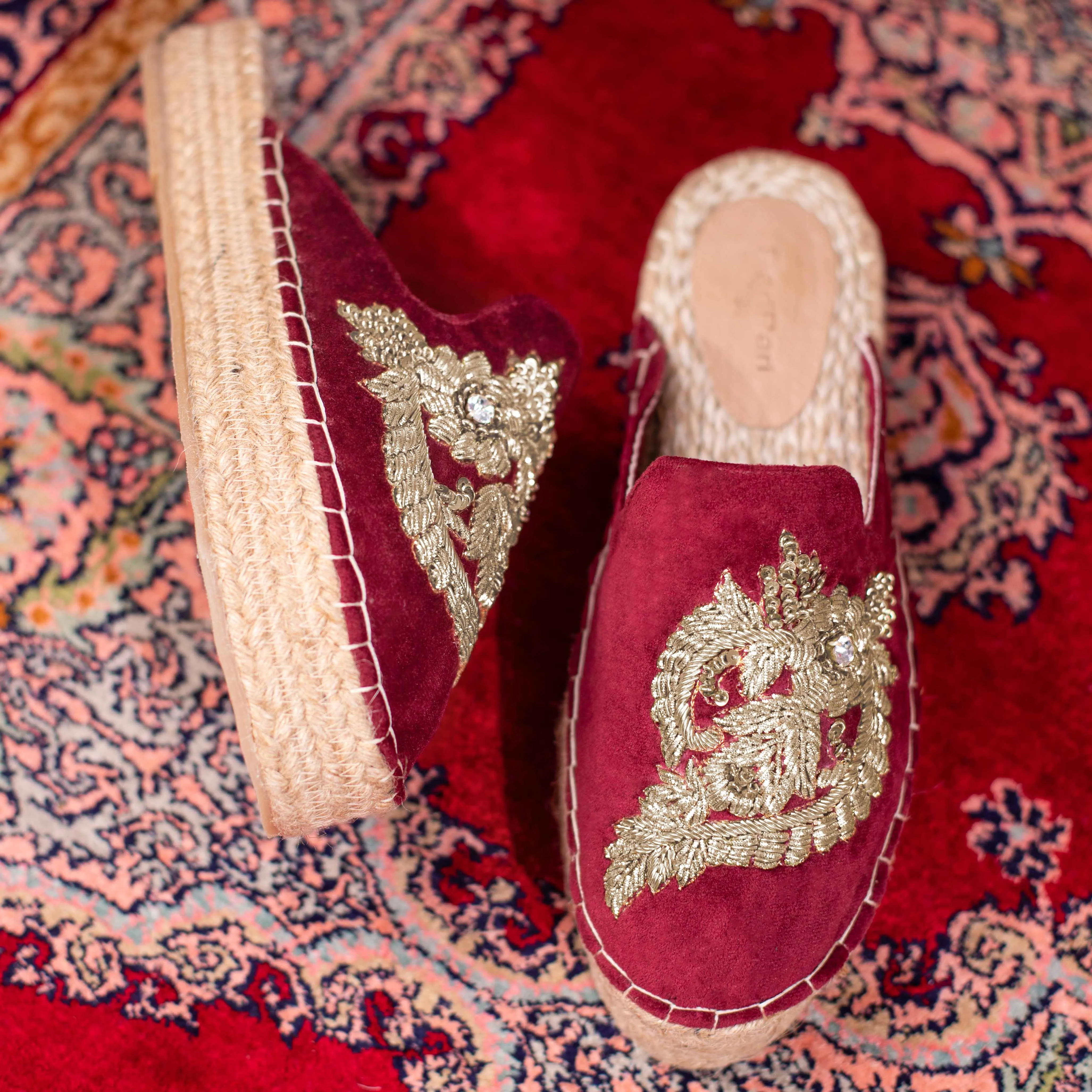 Ottoman Espadrilles Burgundy Haut -Bridal Looks Platform