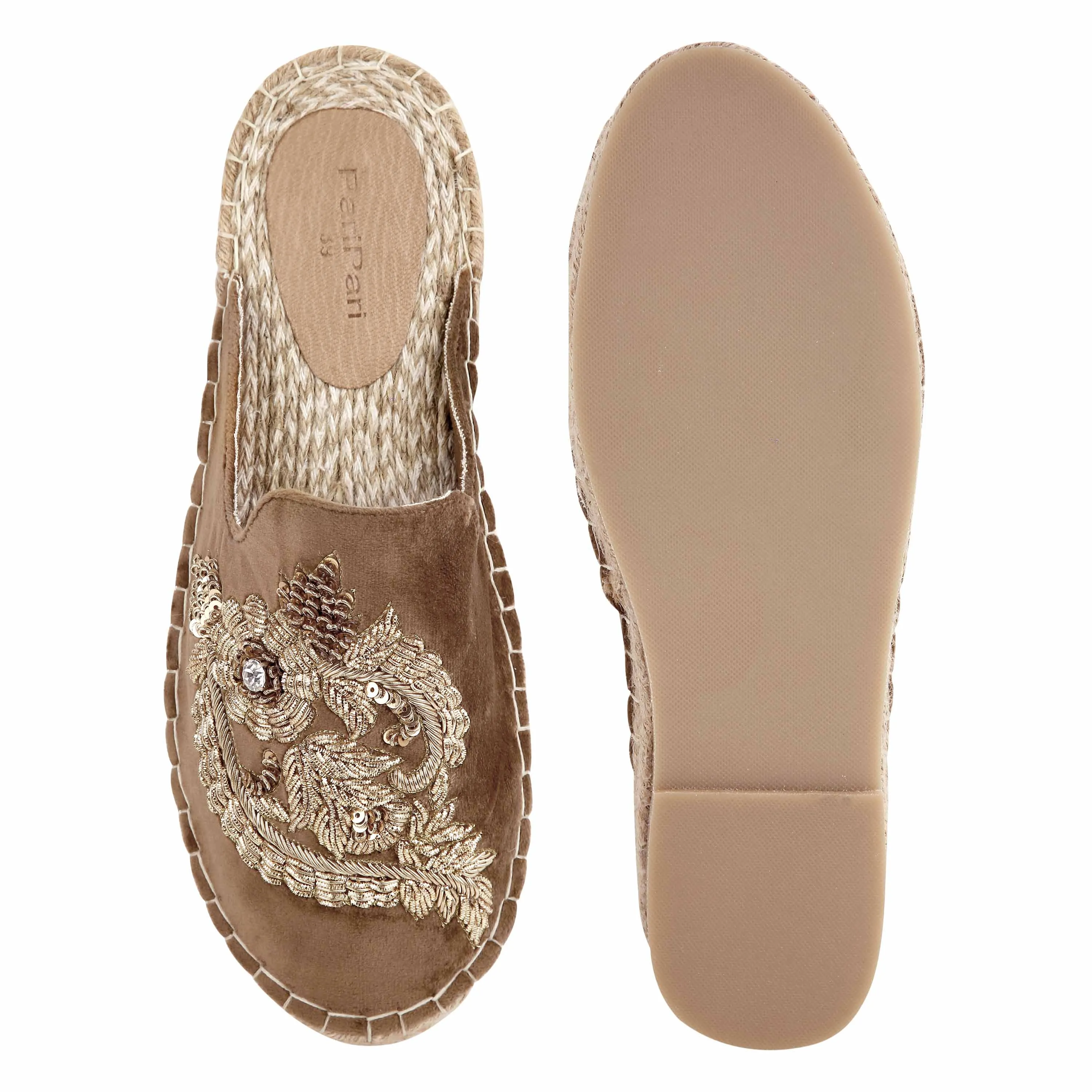 Ottoman Espadrilles Gold Haut Trendy Platform