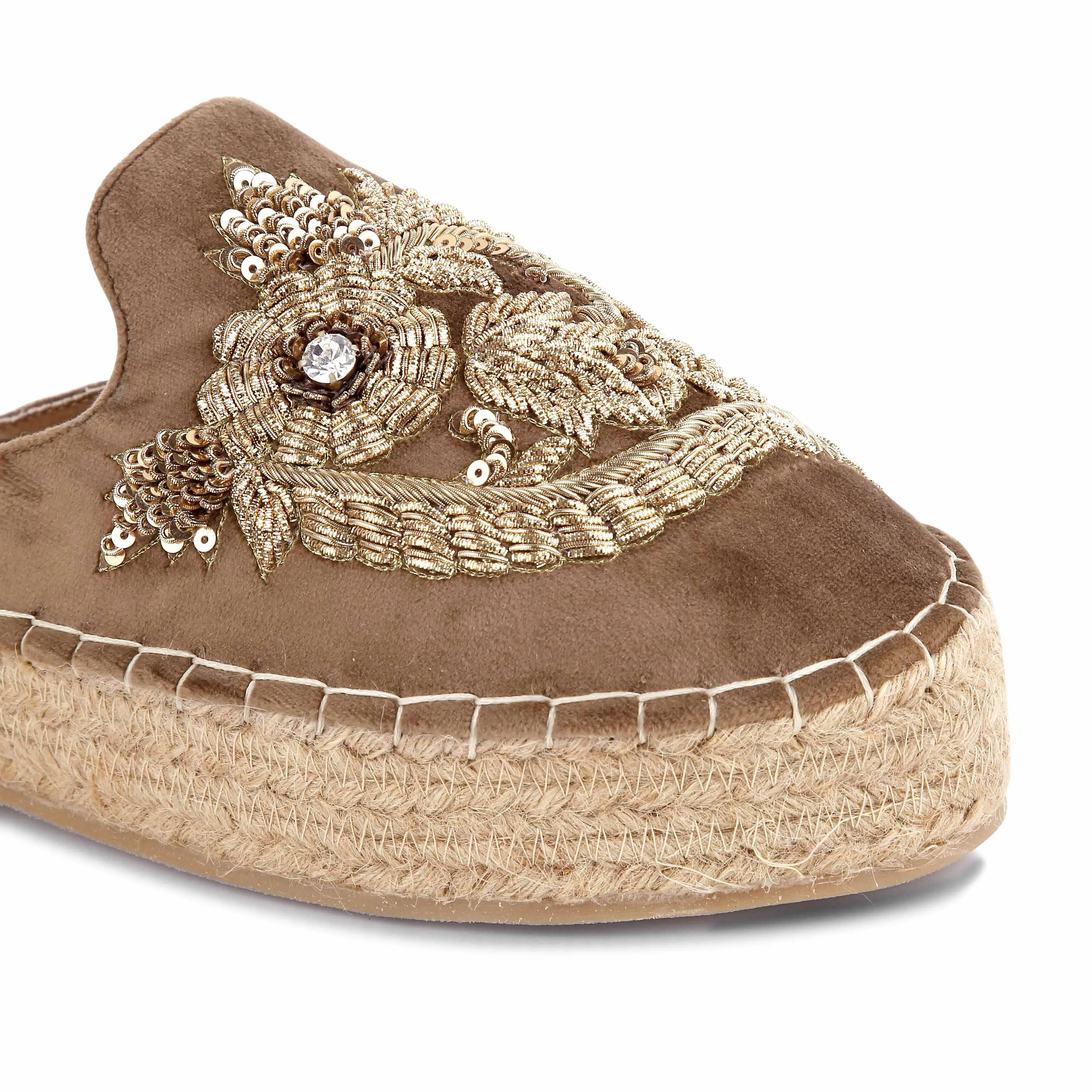 Ottoman Espadrilles Gold Haut Trendy Platform