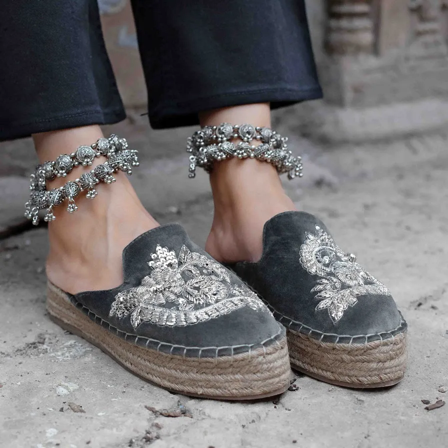 Ottoman Silver Espadrilles Platform