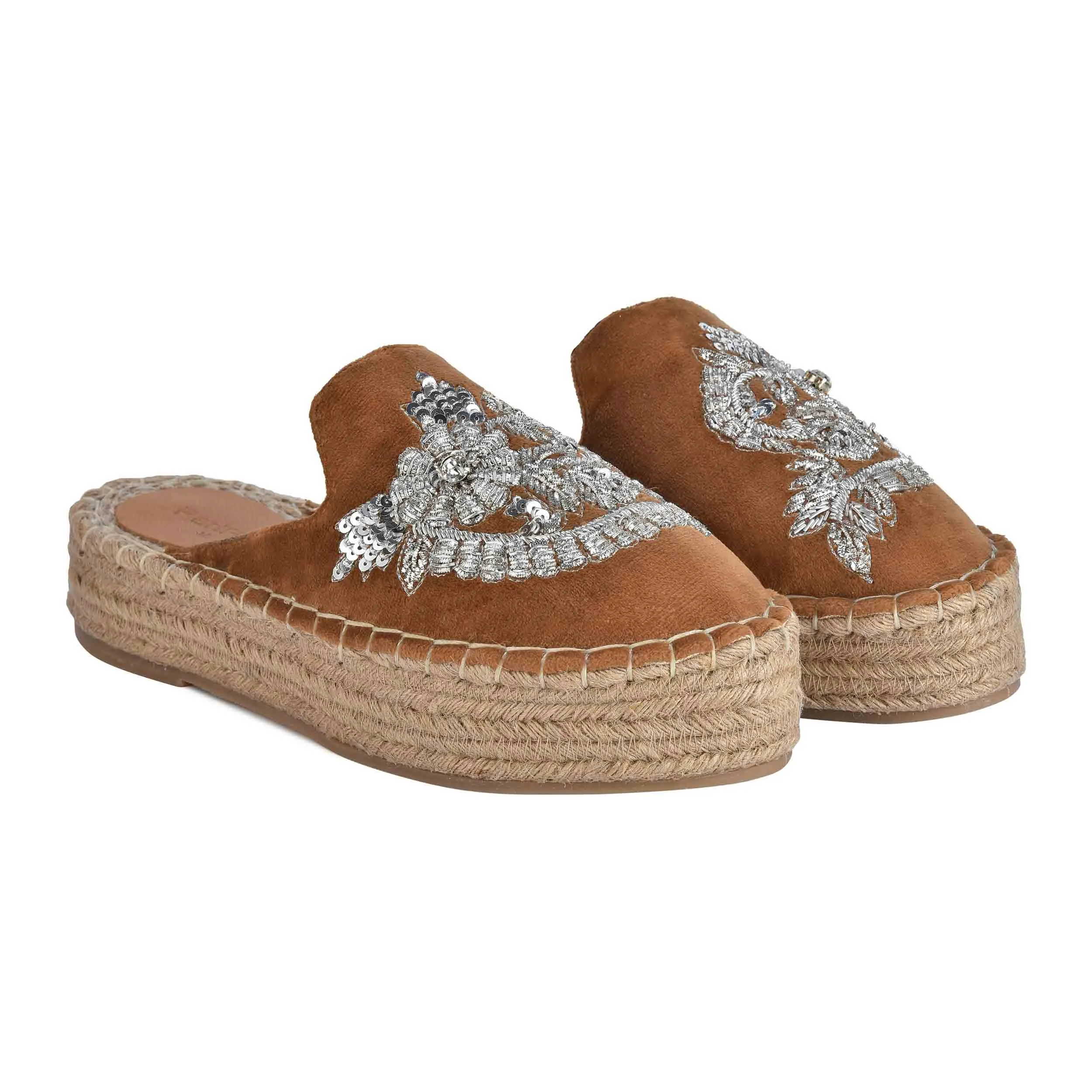 Ottoman Tan  Espadrilles Platforms