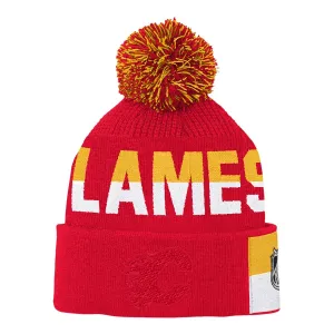 Outer Stuff NHL Jacquard Cuff Knit Pom Youth Toque - Calgary Flames