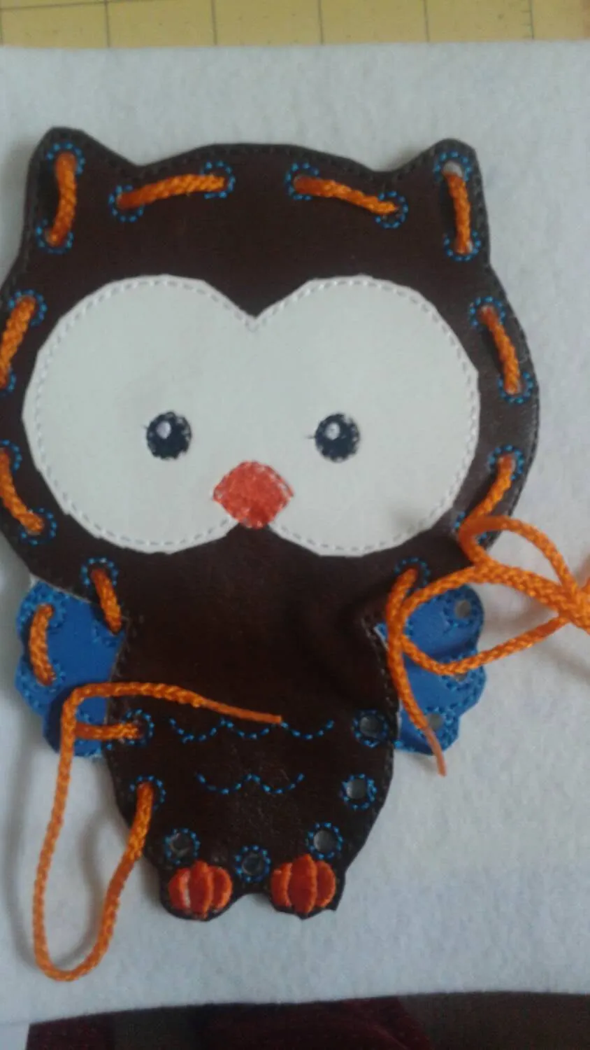 Owl Lacing Card - Quiet Toy - Vinyl - busy toy - learning toy - educational