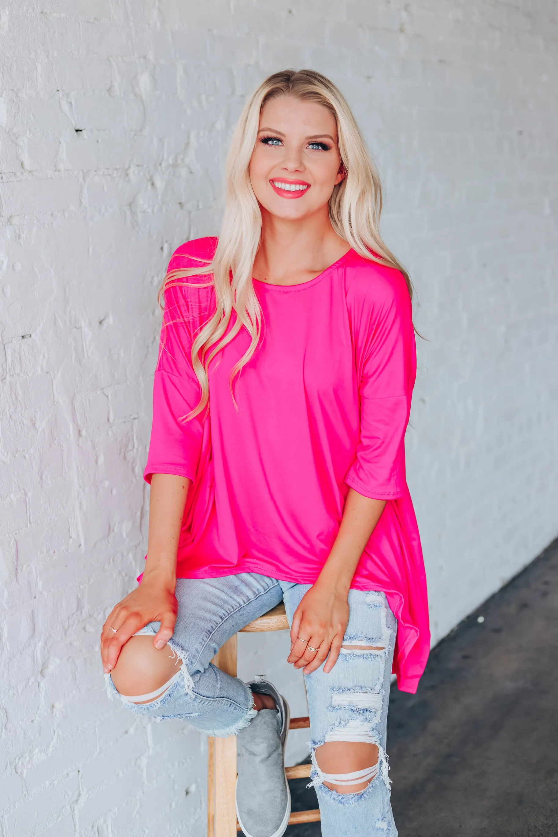 Own It Asymmetrical Tunic - Fuchsia