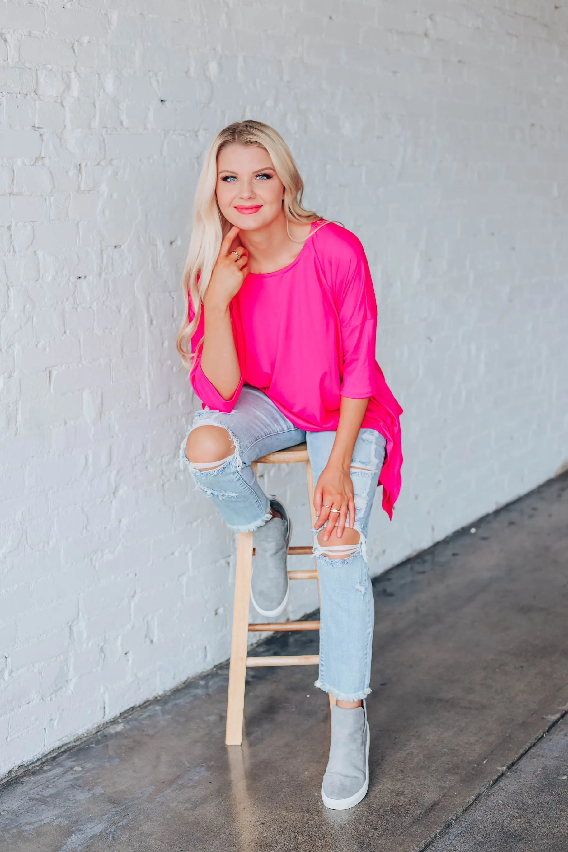 Own It Asymmetrical Tunic - Fuchsia