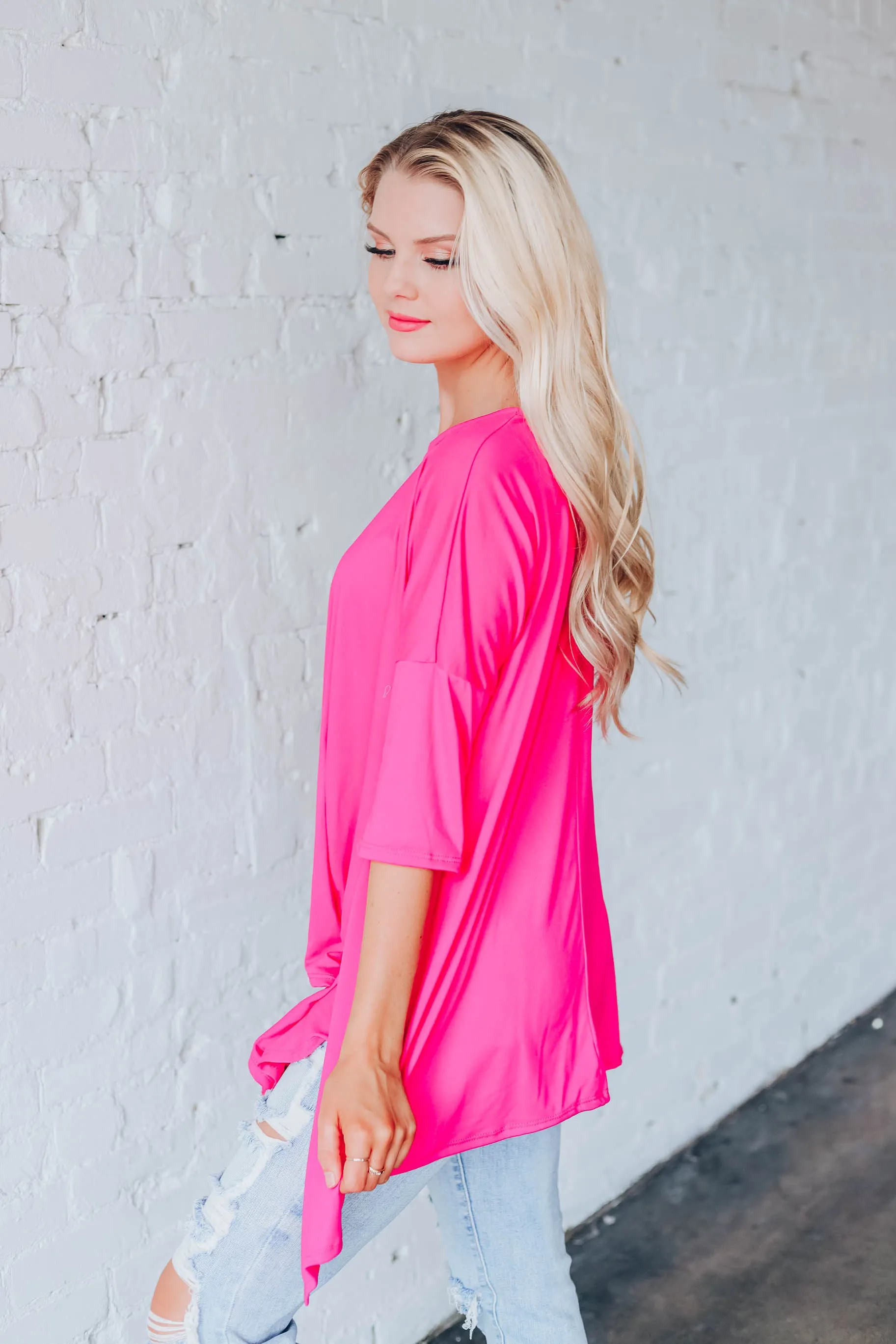 Own It Asymmetrical Tunic - Fuchsia