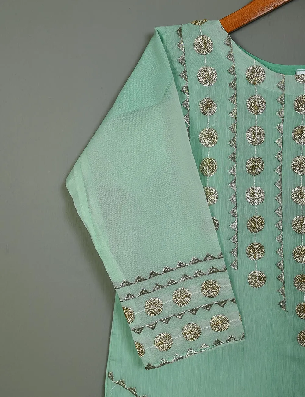 Paper Cotton Embroidered Stitched Kurti - Gracious (TS-101-Aqua Green)