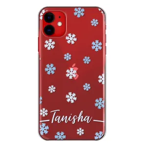 Personalised Huawei Phone Hard Case with Falling Snowflakes and Stylish White Text