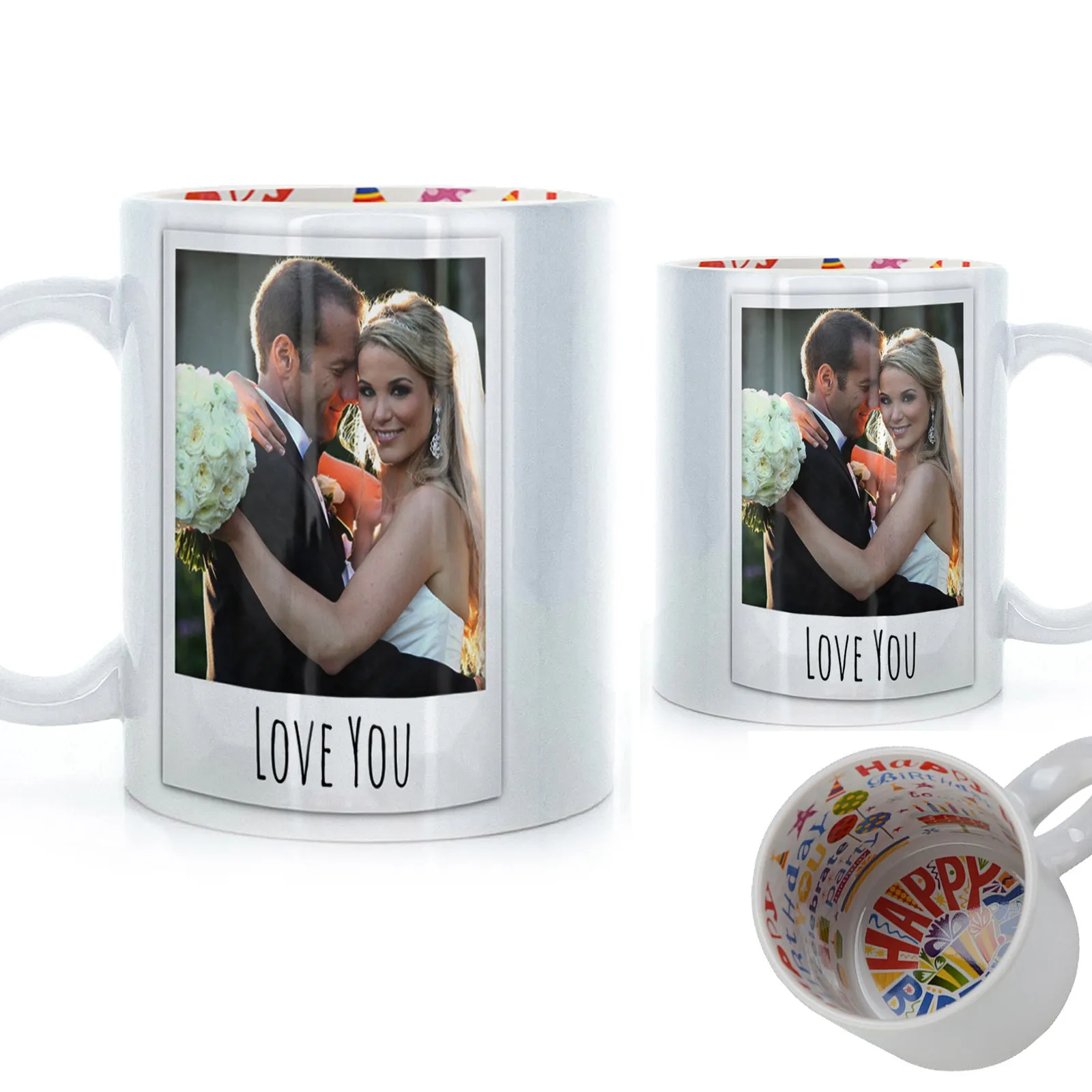 Personalised Mug with Polaroid Photo and Stylish Text
