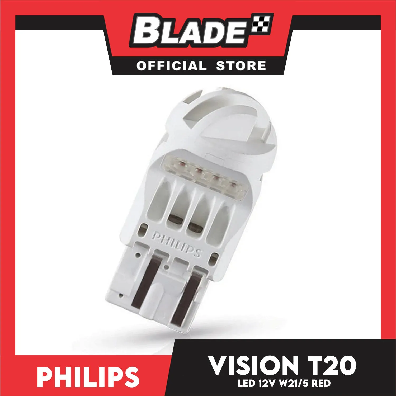 Philips Vision LED Bulbs Red Brake Tail Light T20 W21/5W 12V