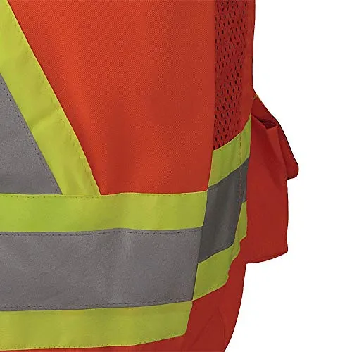 Pioneer Lightweight Durable Hi Vis Surveyor Safety Vest, Multi-Pocket, Snap Button
