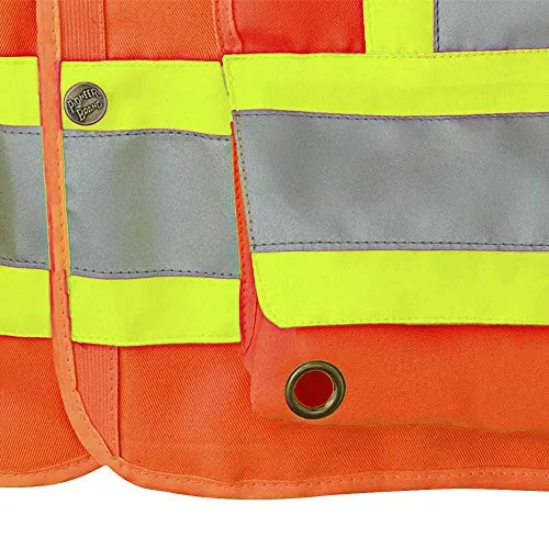 Pioneer Lightweight Durable Hi Vis Surveyor Safety Vest, Multi-Pocket, Snap Button