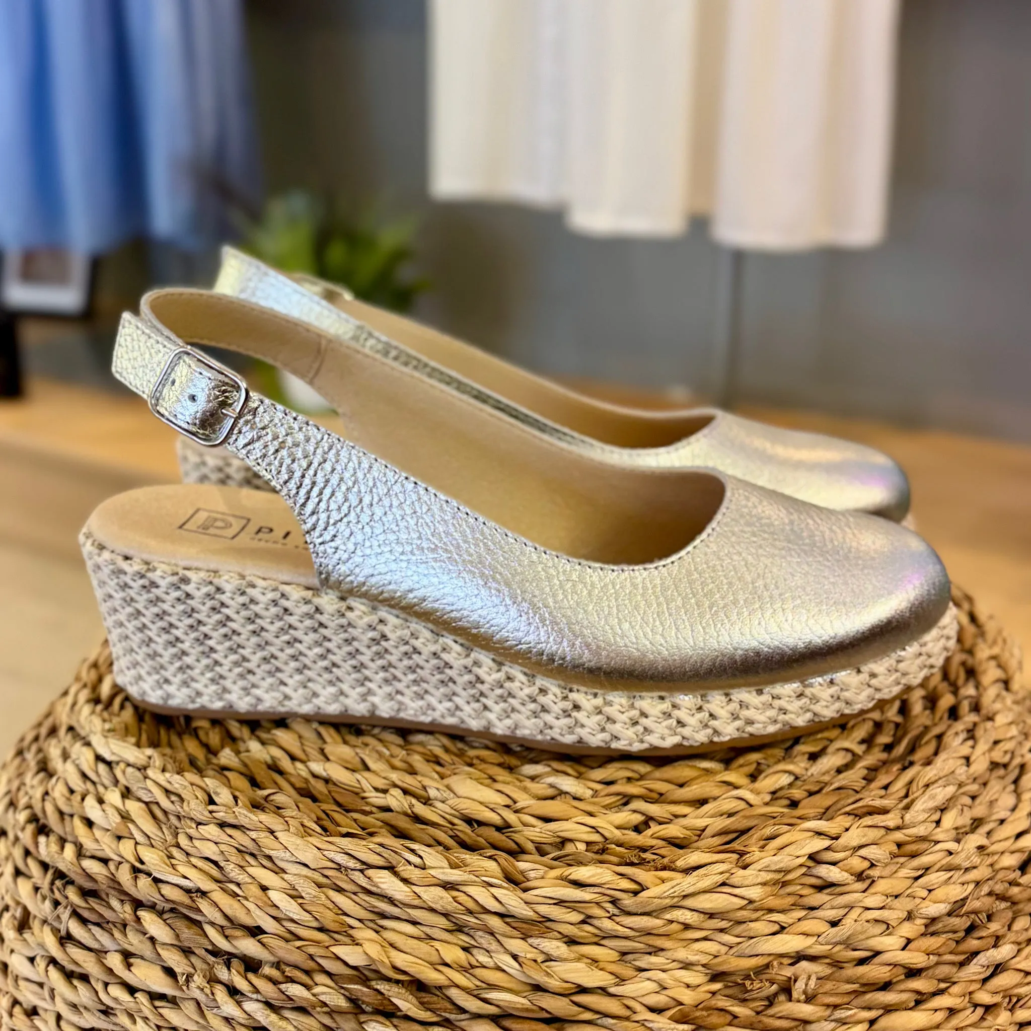 Pitillos Silver Leather Espadrille
