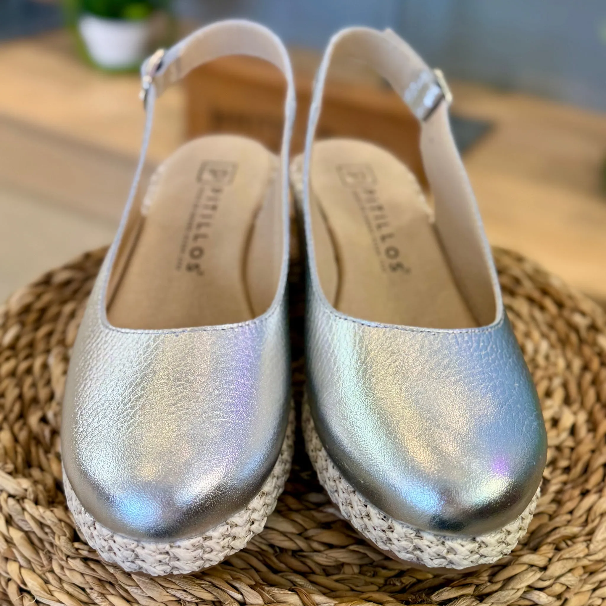 Pitillos Silver Leather Espadrille