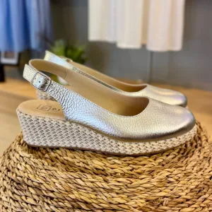 Pitillos Silver Leather Espadrille