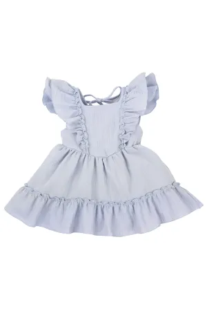 "Mallie" Powder Blue Organic Cotton Lace Up Dress