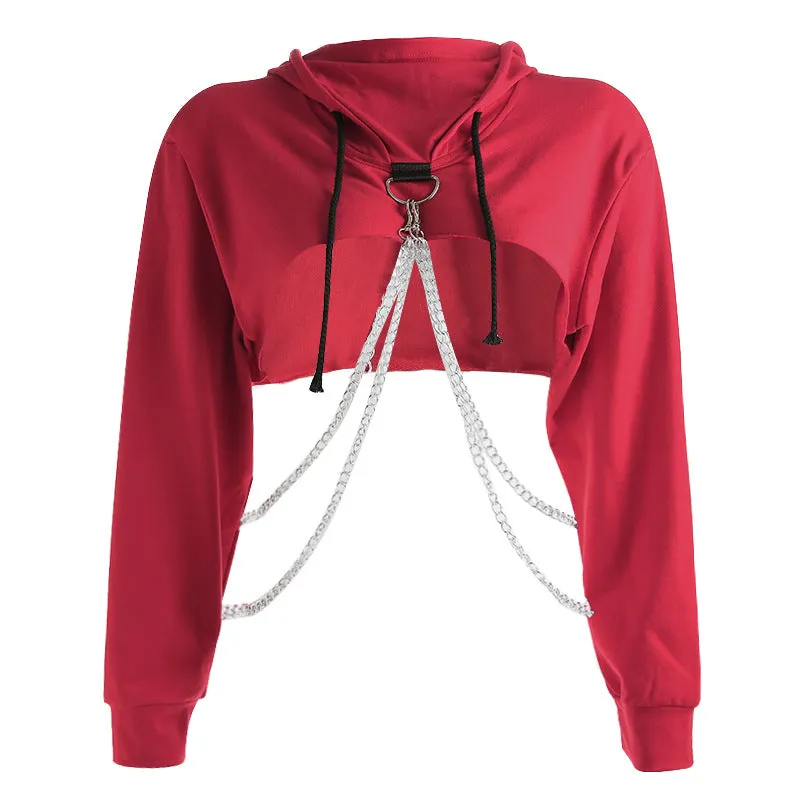 "RED/BLACK CHIC CHAIN LOOSE" SHORT HOODIES K102616REVIEW