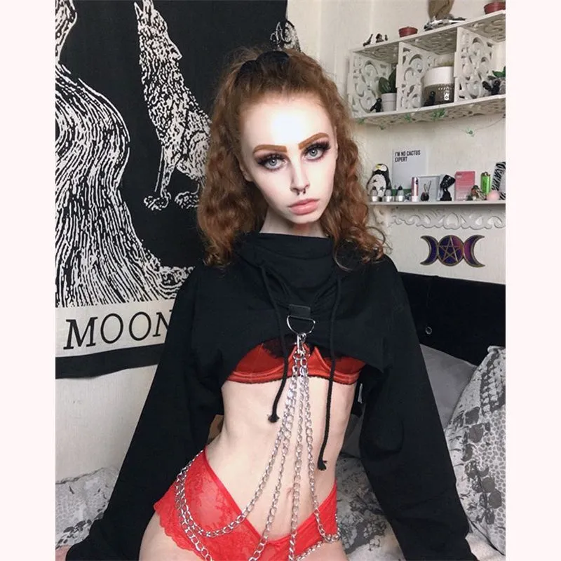 "RED/BLACK CHIC CHAIN LOOSE" SHORT HOODIES K102616REVIEW