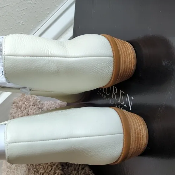 Ralph Lauren ankle booties women’s white leather Sz 7B and 5B.