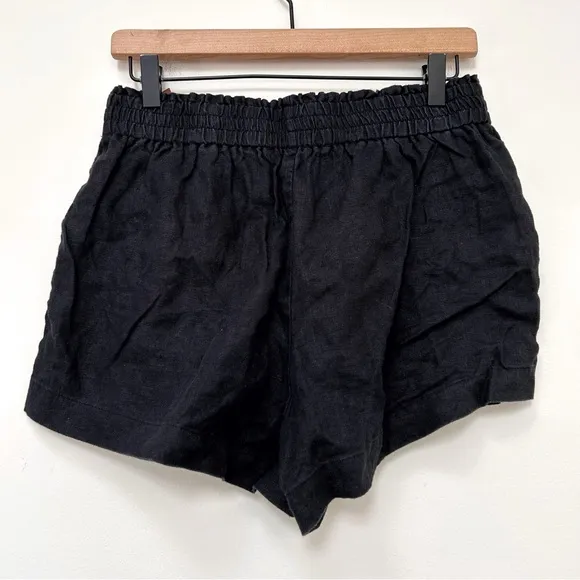 Reformation Mila 100% Linen Pull On Relaxed Short in Black size M