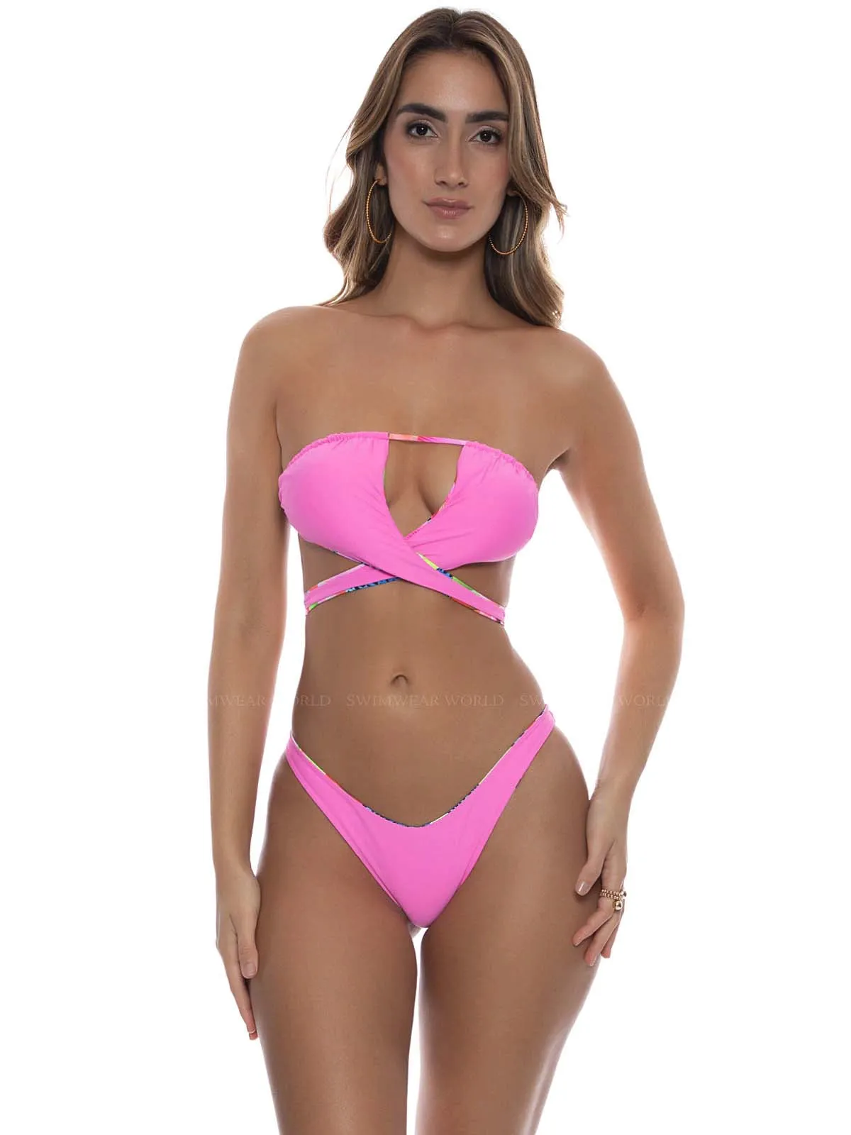 Reversible Crossed Front-Reversible High Leg Bikini ::RET