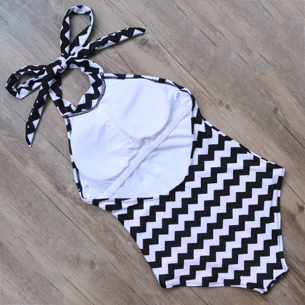 Rhodes Chevron Black and White Swimsuit