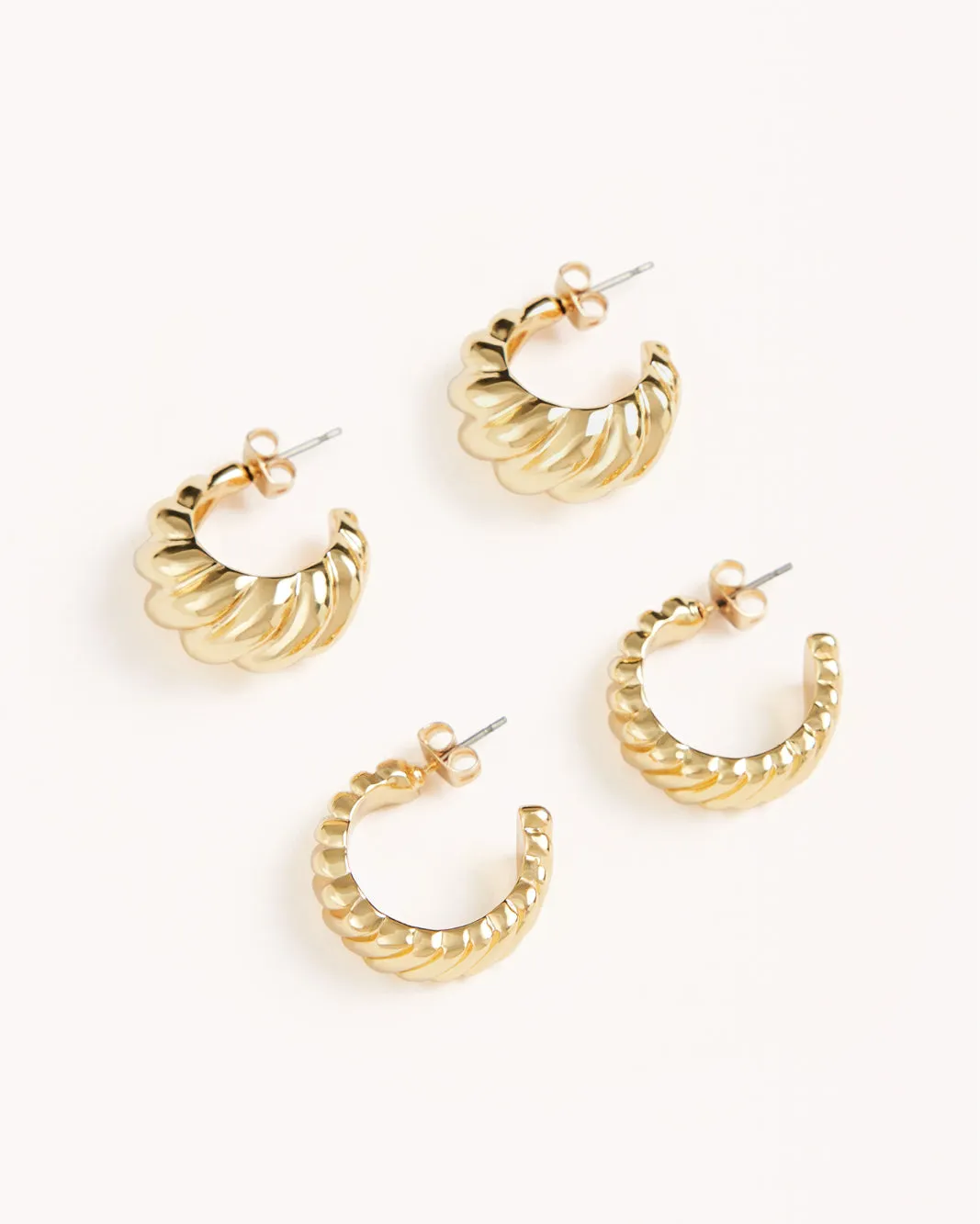 ROCHELLE EARRINGS 2 PACK - GOLD PLATED 18K