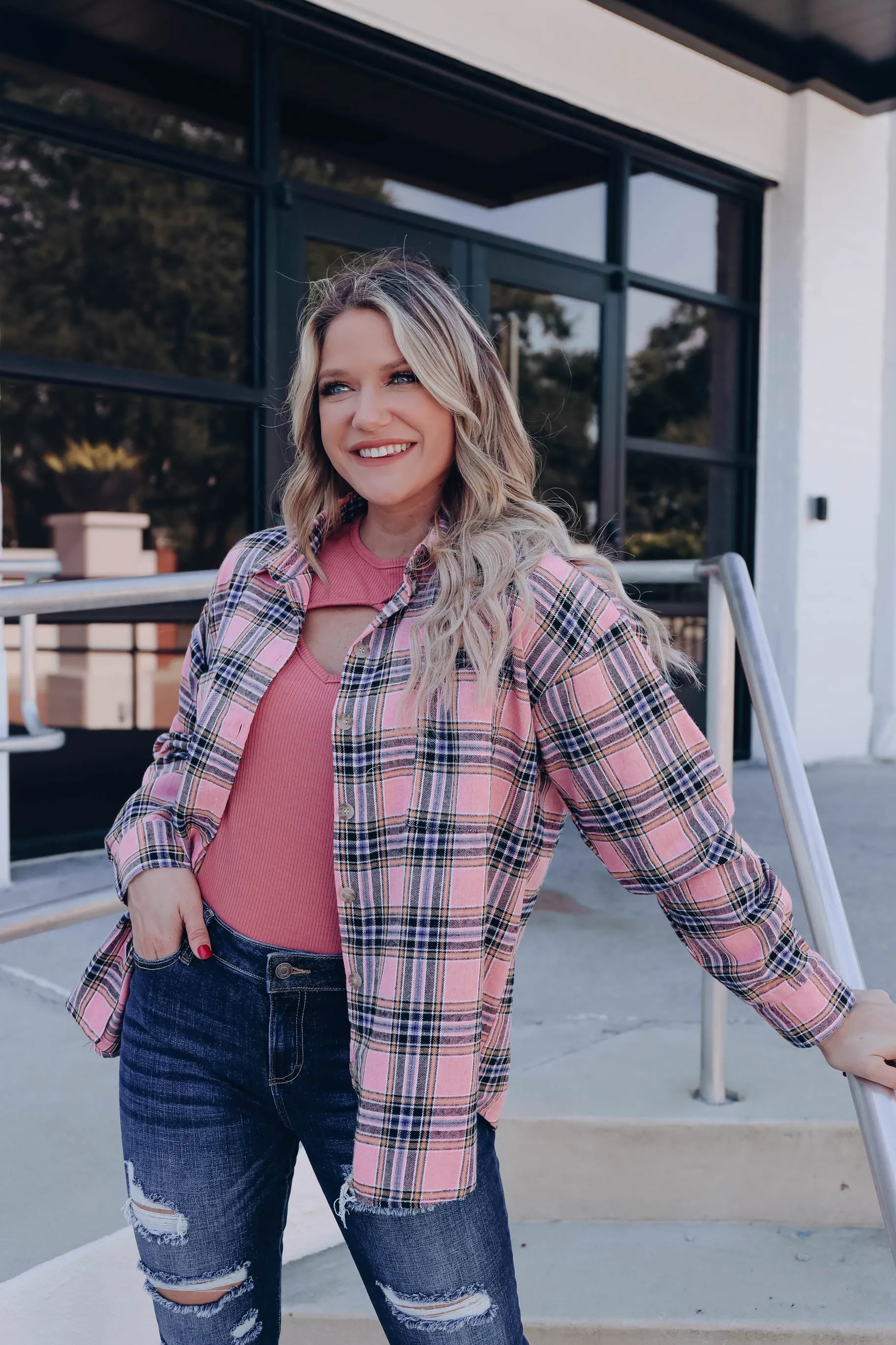 Rory Royal Plaid Top - Pink