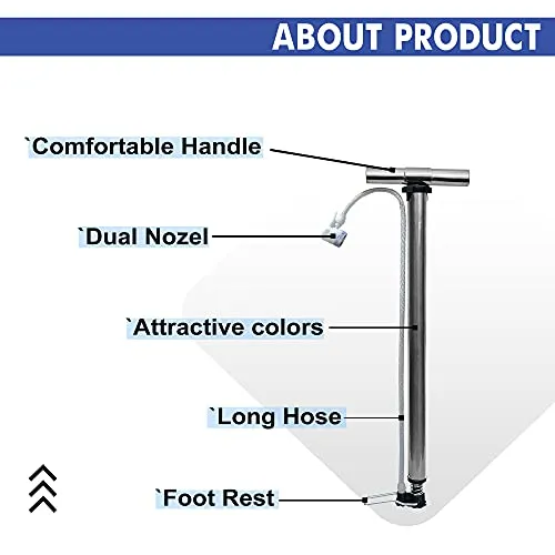 Royal Waves Bicycle Air Pump Tyre Inflatore | Cycle Pumps Lieghtweight | Air Pump Dual Nozzle for Cycle, Bike, Car and Inflatable Furniture/Toys - Grey