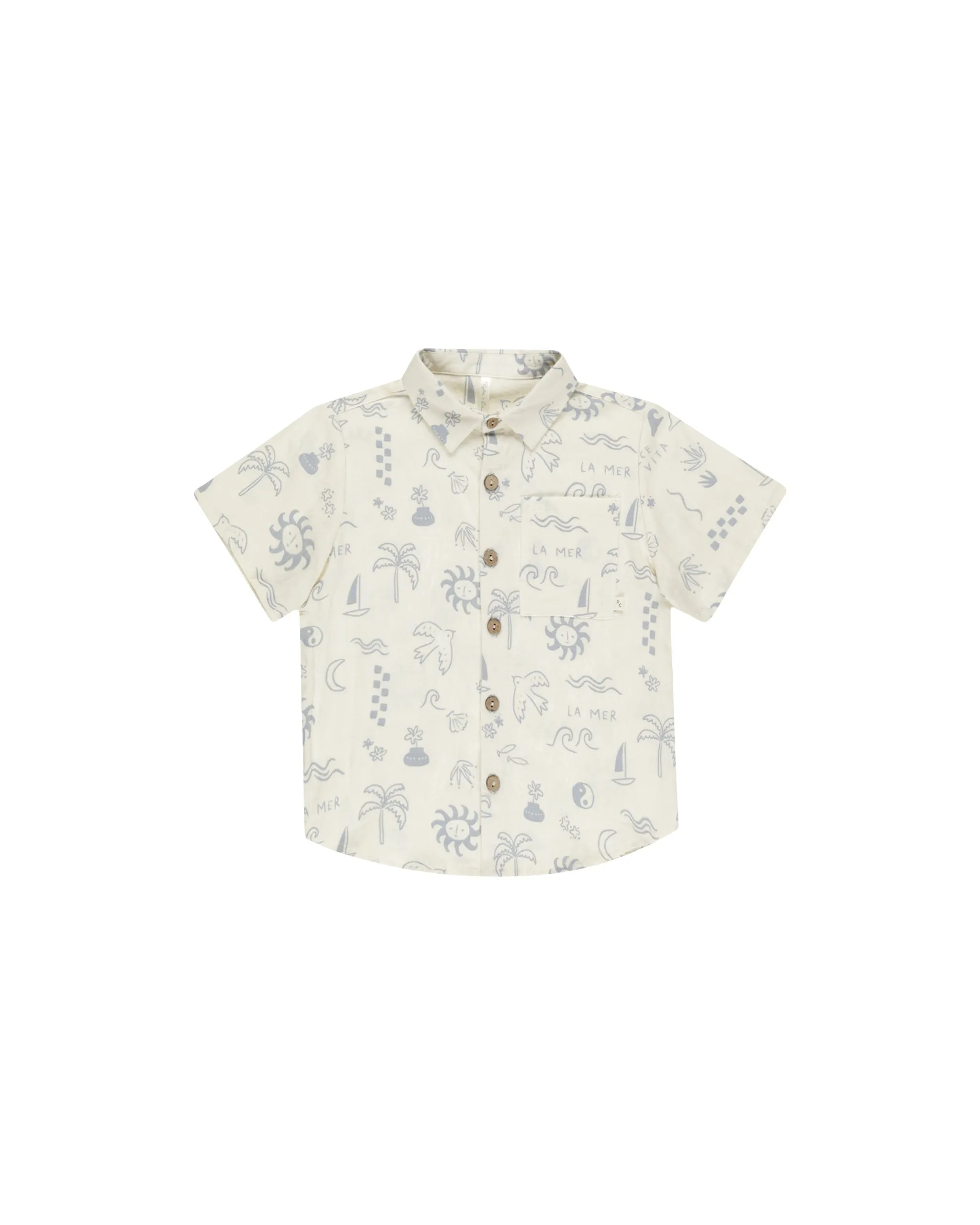 RYLEE   CRU- Mediterranean Collared Short Sleeve Shirt