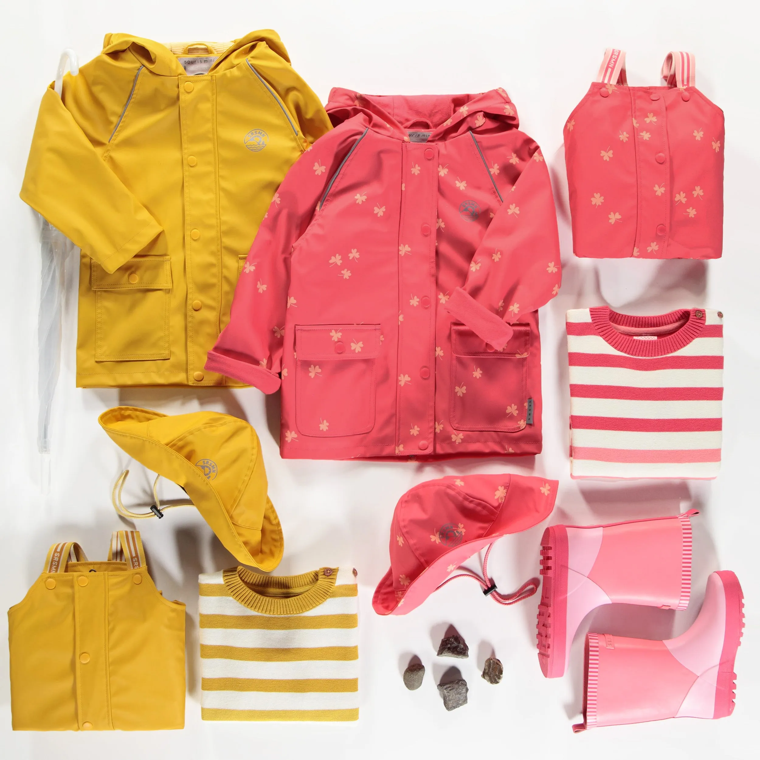 Salopette de pluie rose en polyuréthane, enfant || Pink polyurethane rain overalls, child