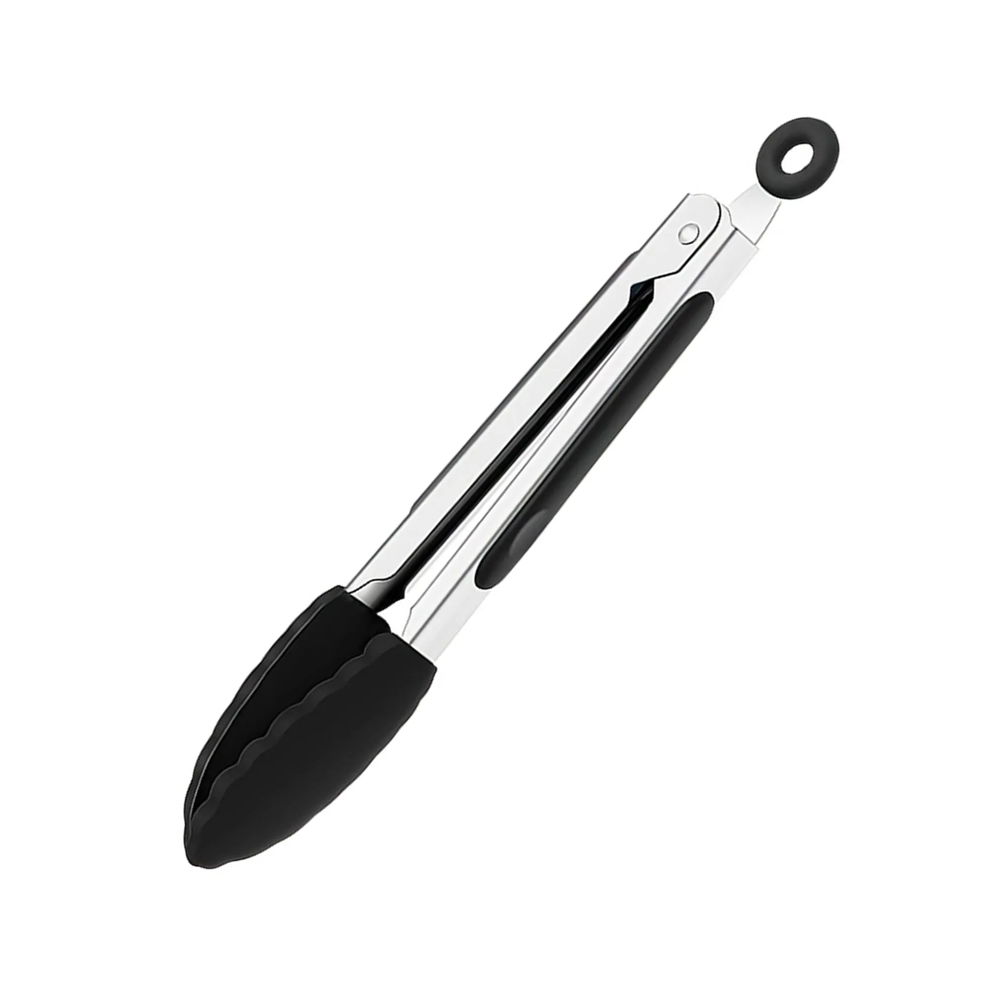 Set of 5 Cooking Tongs - 7 Inch Stainless Steel with Silicone Tips for Serving, Barbecue, Salad, Ice, Oven and More